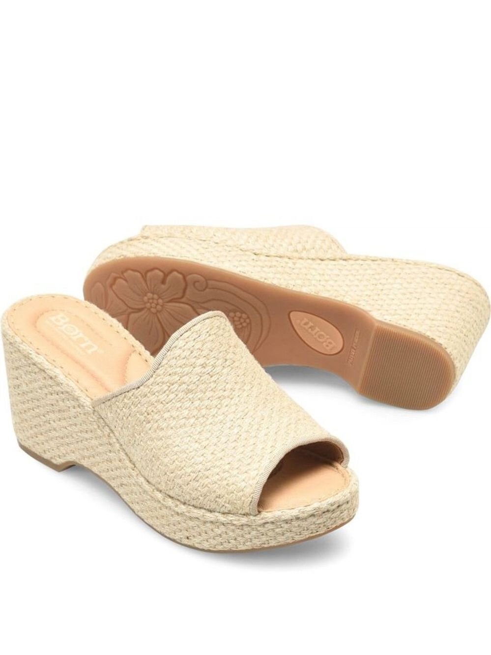 Size 11 Ladies Born Women's Cream Wedge Sandals